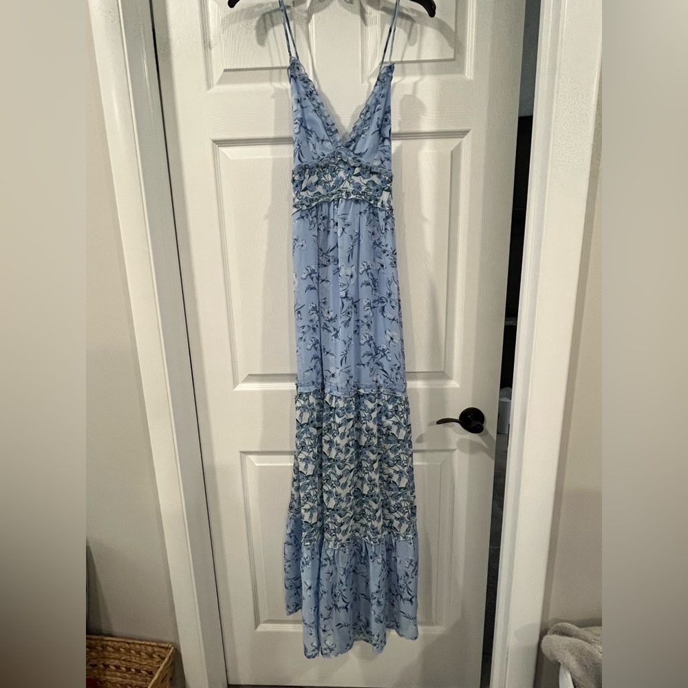 Altar’d State Floral Blue Maxi Dress Size Small